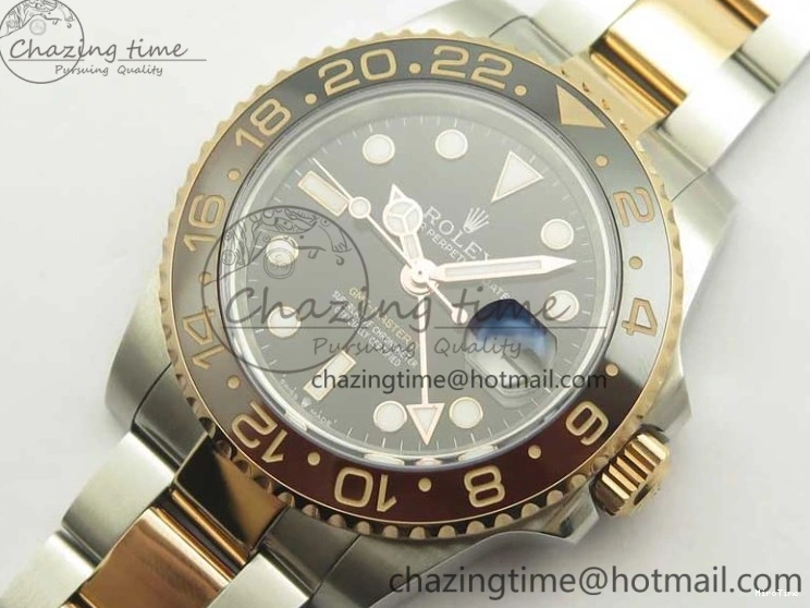 MiroTime 0518 AllSeason GMT-Master II 126711CHNR Black Brown Ceramic Bezel 904L SS RG GMF Best Edition Black Dial on 904L SS RG Bracelet A 3409